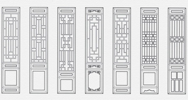 蒋湖农场常用中式仿古花窗图案隔断设计图